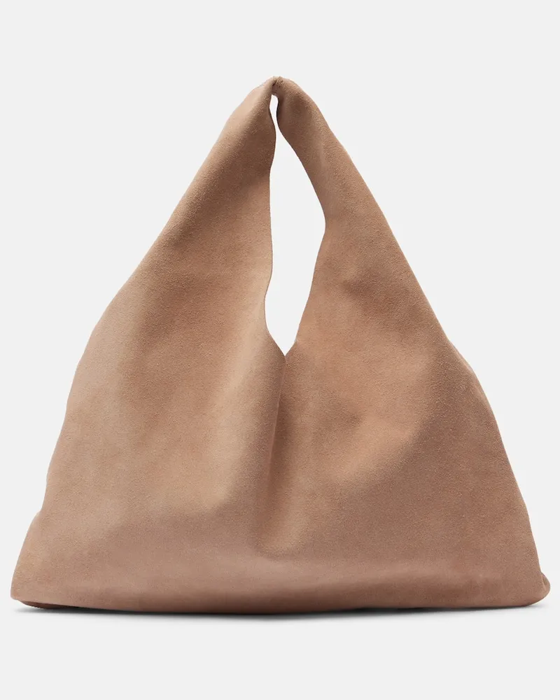 The Row Tote Bag Bindle Small aus Veloursleder Beige