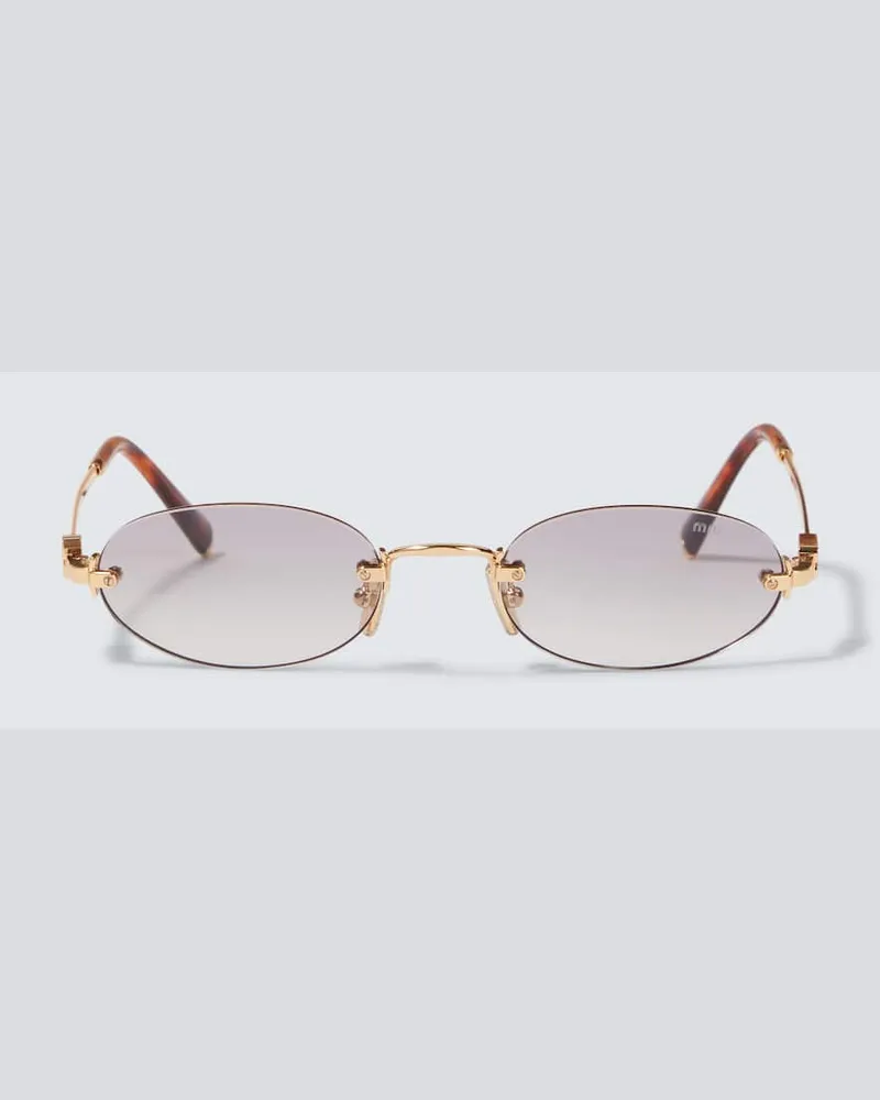 Miu Miu Ovale Sonnenbrille Gold