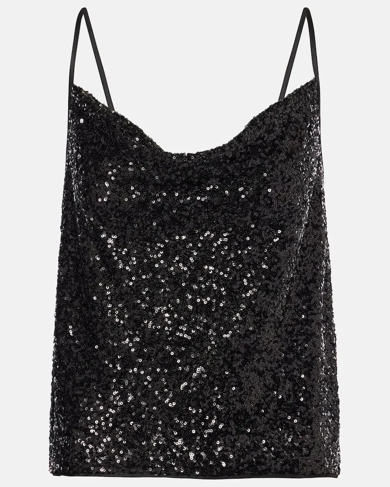 Diane von Furstenberg Top Berlin mit Pailletten Schwarz