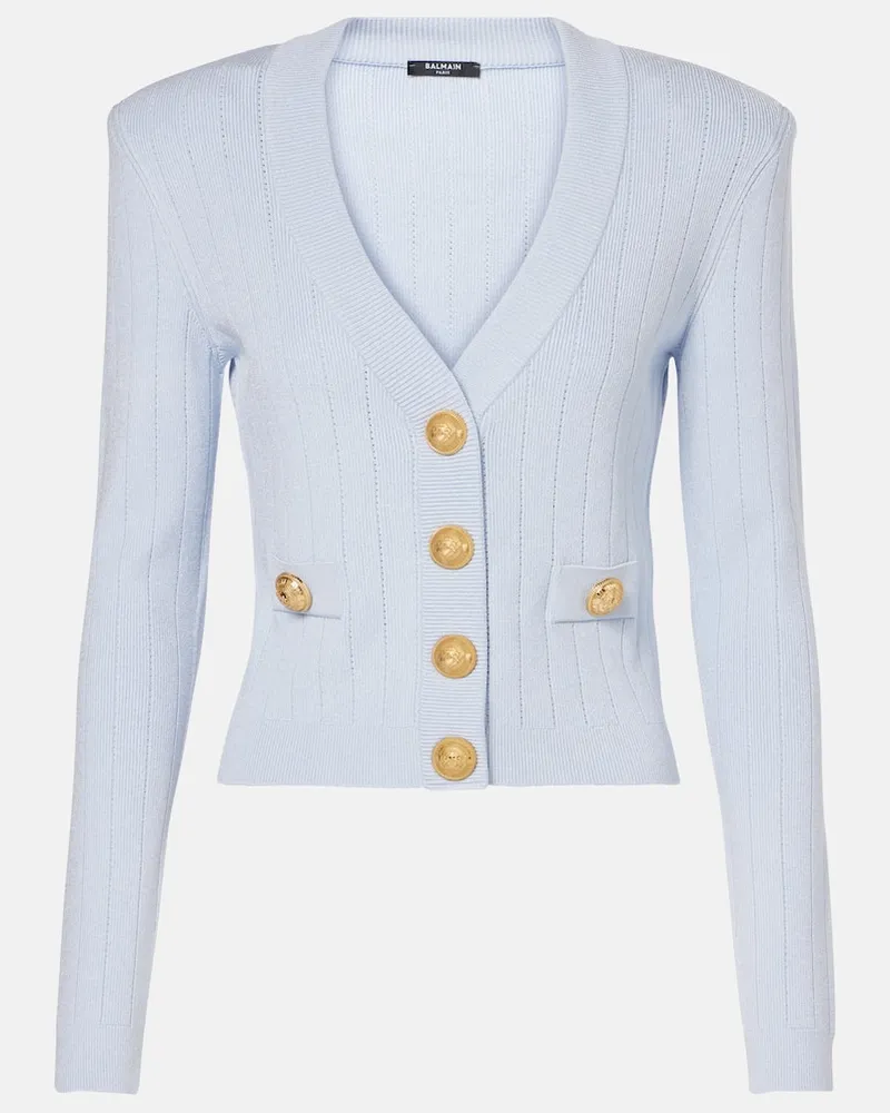 Balmain Cardigan aus Strick Blau