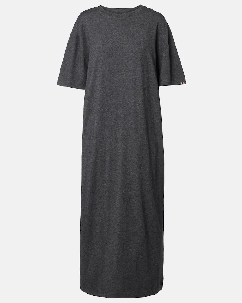 extreme cashmere Maxikleid N°321 Kris aus Baumwolle und Kaschmir Grau