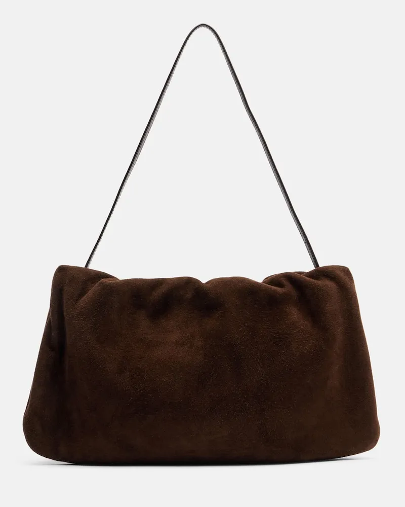 The Row Schultertasche Bourse Medium aus Veloursleder Braun