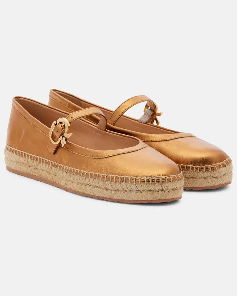 Gianvito Rossi Espadrilles Elda aus Metallic-Leder Gold