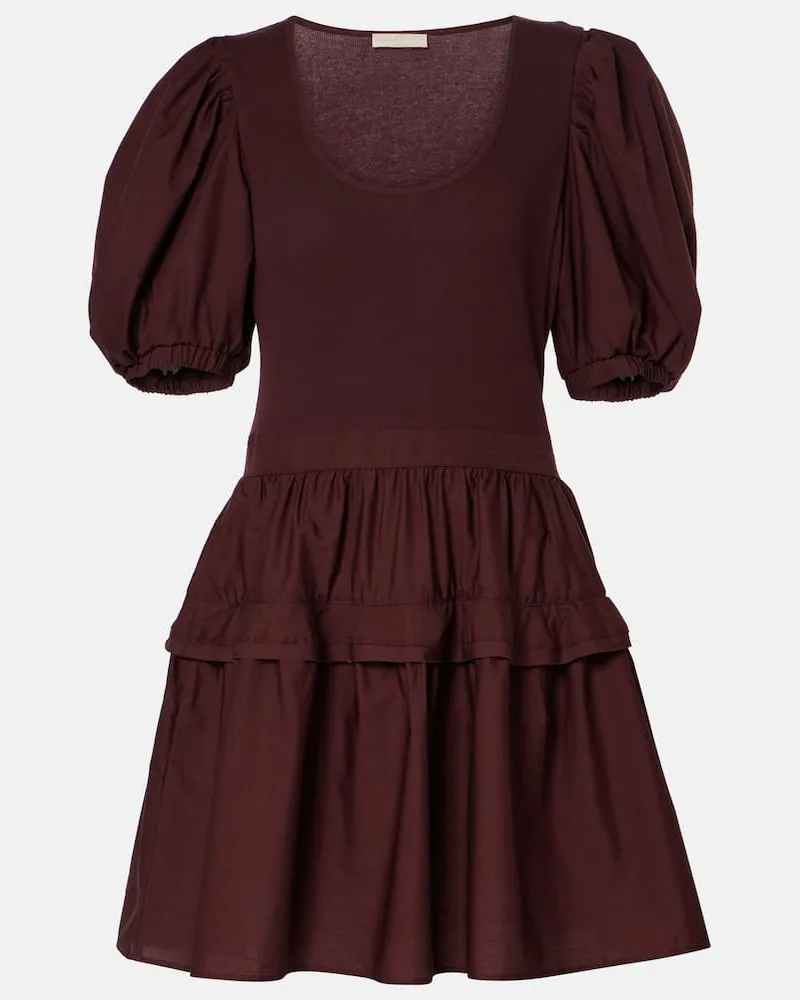 Ulla Johnson Minikleid Tilda aus einem Baumwollgemisch Burgunderrot