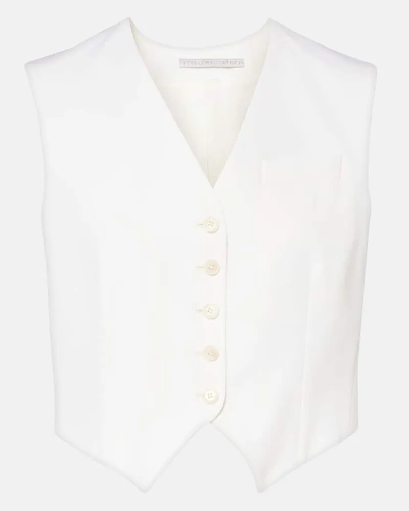 Stella McCartney Cropped-Weste aus Wolle Weiß