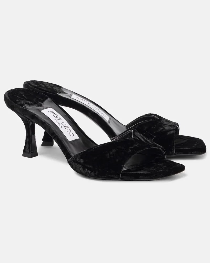 Jimmy Choo Pantoletten Skye 70 aus Samt Schwarz