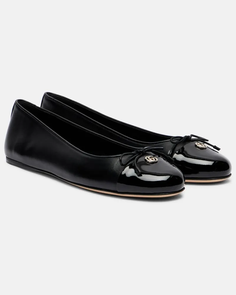 Gucci Ballerinas Double G aus Leder Schwarz
