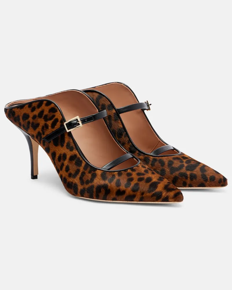 Malone Souliers Bedruckte Mules Gala 70 aus Kalbshaar Braun