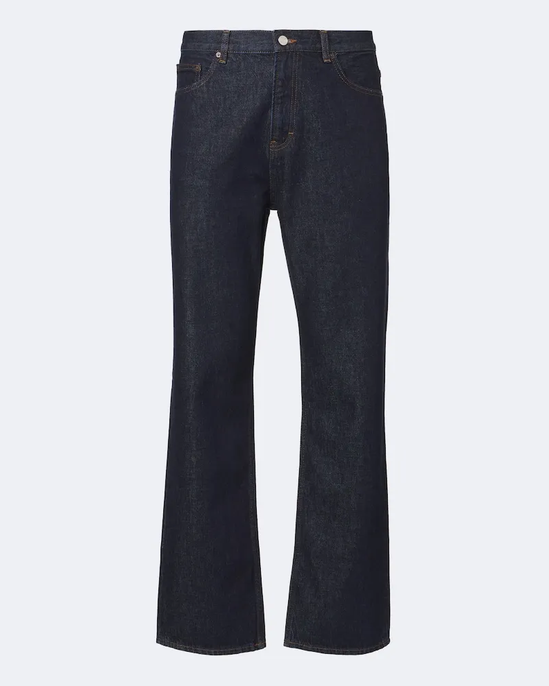 Frame Denim Mid-Rise Wide-Leg Jeans Blau
