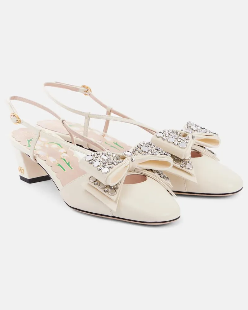 Valentino Garavani Slingback-Pumps Bowow 45 mit Kristallen Weiß
