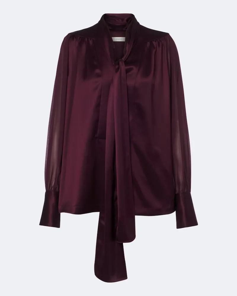 Joseph Bluse Paula aus Satin und Chiffon Burgunderrot