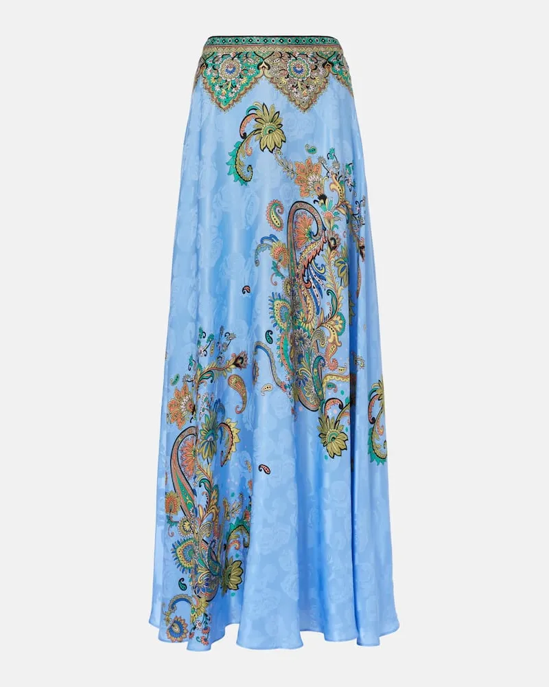 Etro Maxirock aus Crêpe de Chine aus Seide Blau