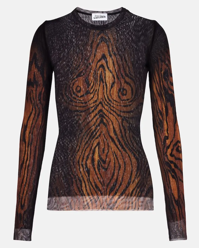 Jean Paul Gaultier Top Wood aus Tüll Schwarz