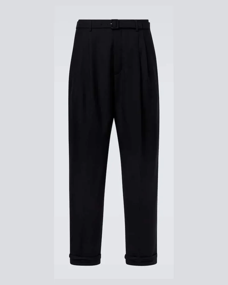 Saint Laurent Gerade Hose aus Woll-Gabardine Schwarz