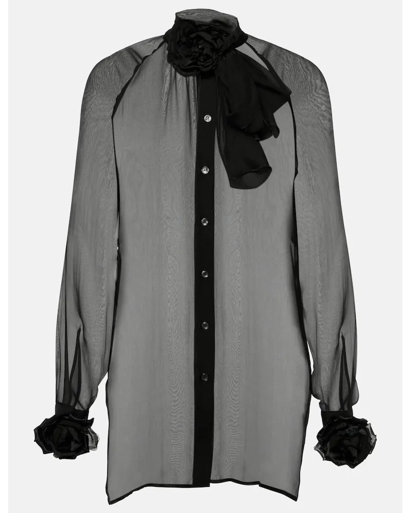 Dolce & Gabbana Verzierte Bluse aus Seidenchiffon Schwarz