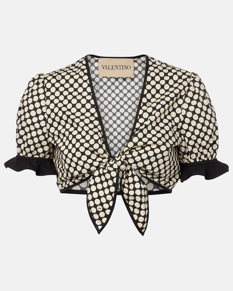 Valentino Garavani Cropped-Top Plus De Pois aus Baumwollpopeline Schwarz
