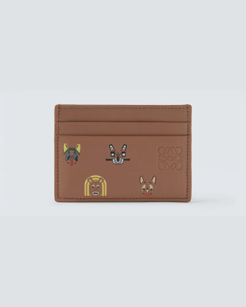 Loewe X Louis Wain Kartenetui aus Leder Braun