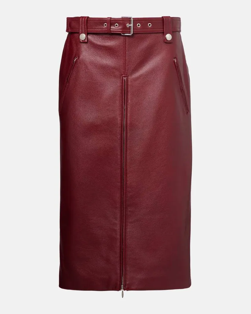 Gucci Midirock aus Leder Burgund