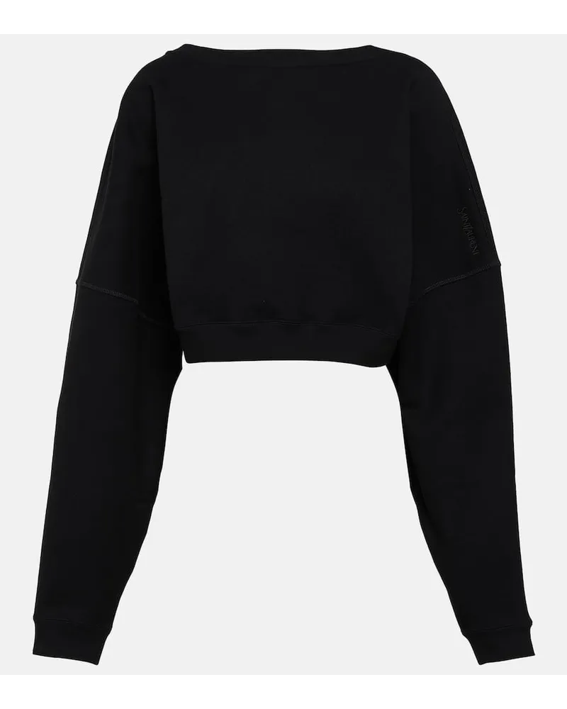 Saint Laurent Cropped-Sweatshirt aus Baumwolle Schwarz