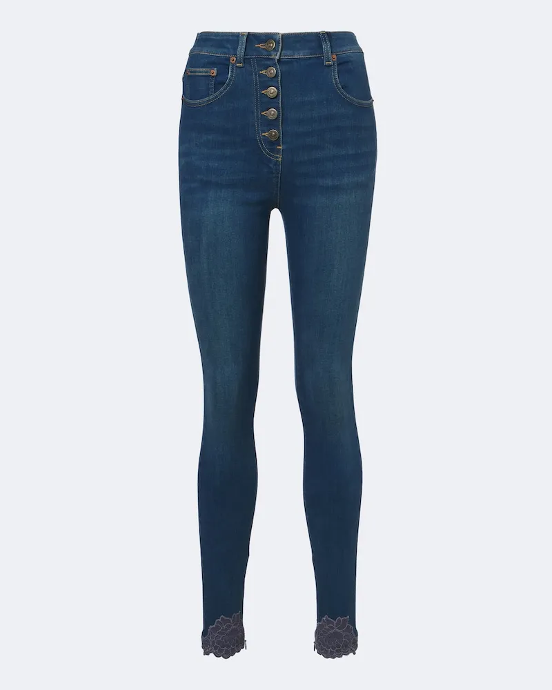Valentino Garavani Skinny Jeans mit Spitze Blau