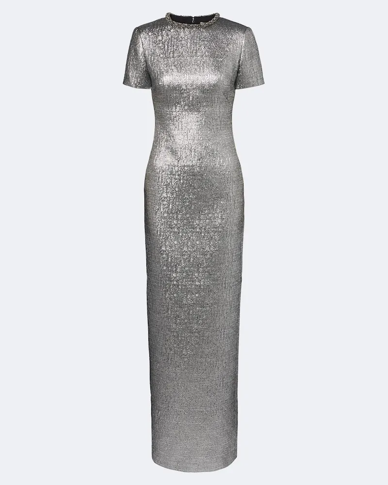 Roland Mouret Verzierte Robe aus aus Cloqué Silber