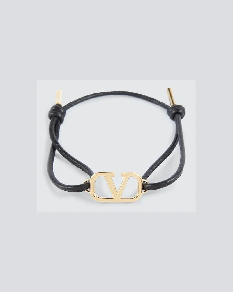 Valentino Garavani Armband VLogo aus Leder Schwarz