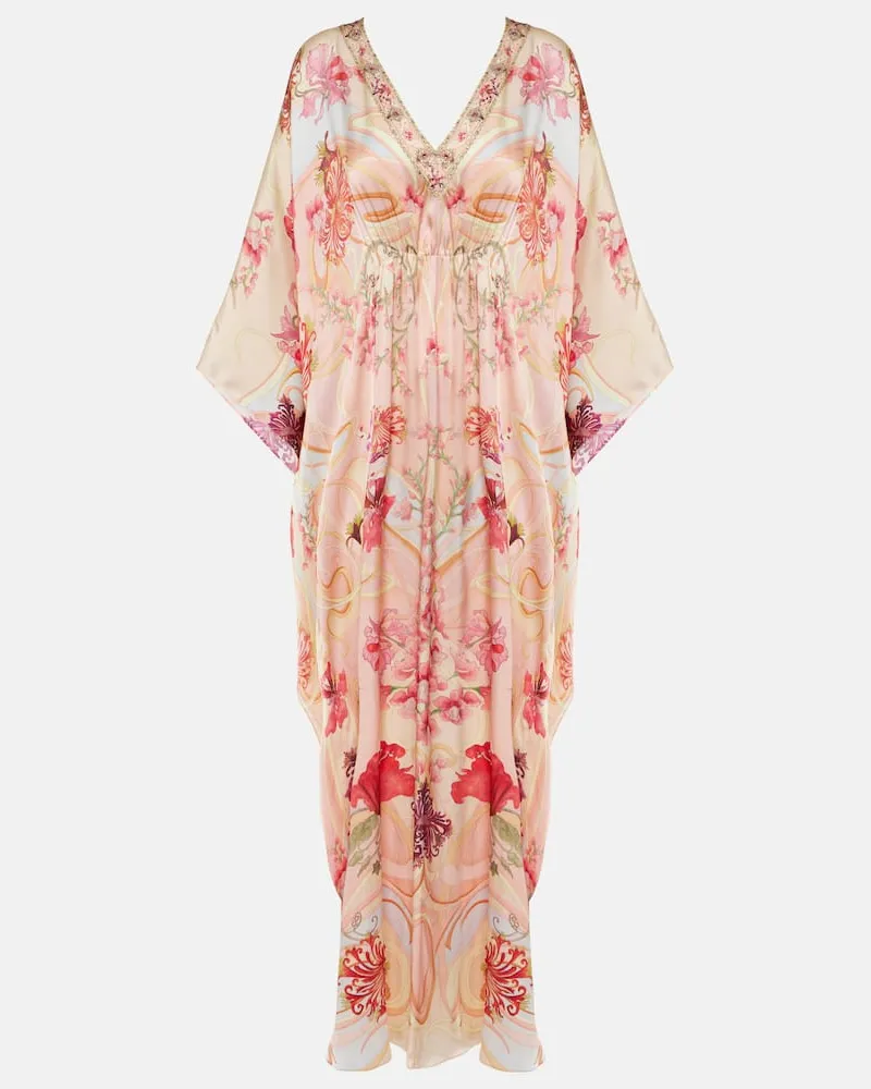 Camilla Verzierter Kaftan aus Seide Pink