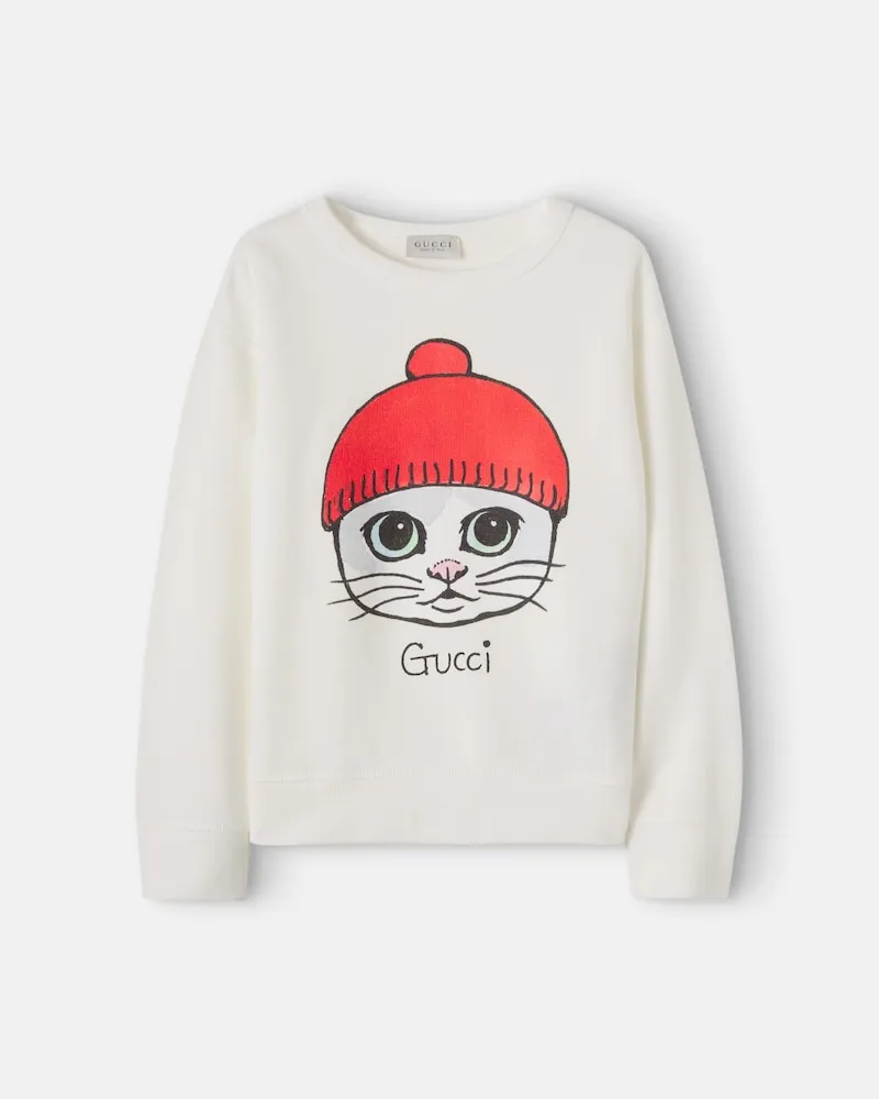 Gucci Bedrucktes Sweatshirt aus Baumwoll-Jersey Weiß