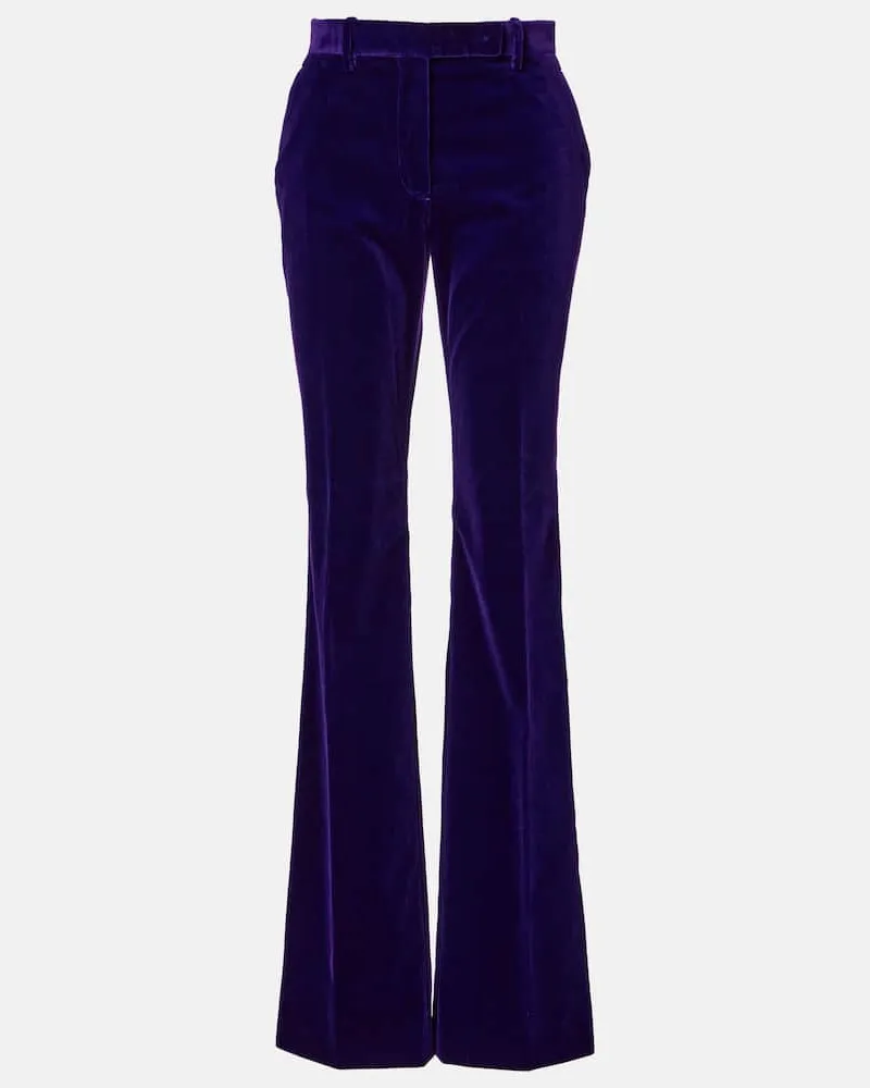 Tom Ford Schlaghose aus Baumwollsamt Lila