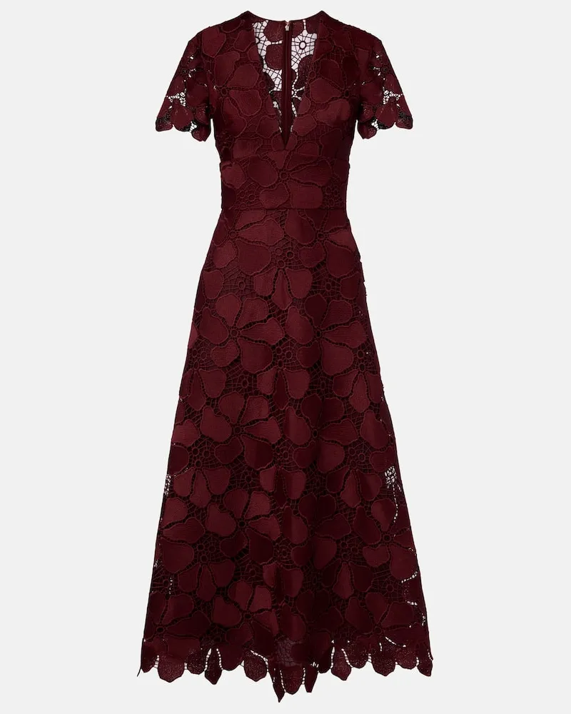 Elie Saab Maxikleid aus Guipure-Spitze Burgund