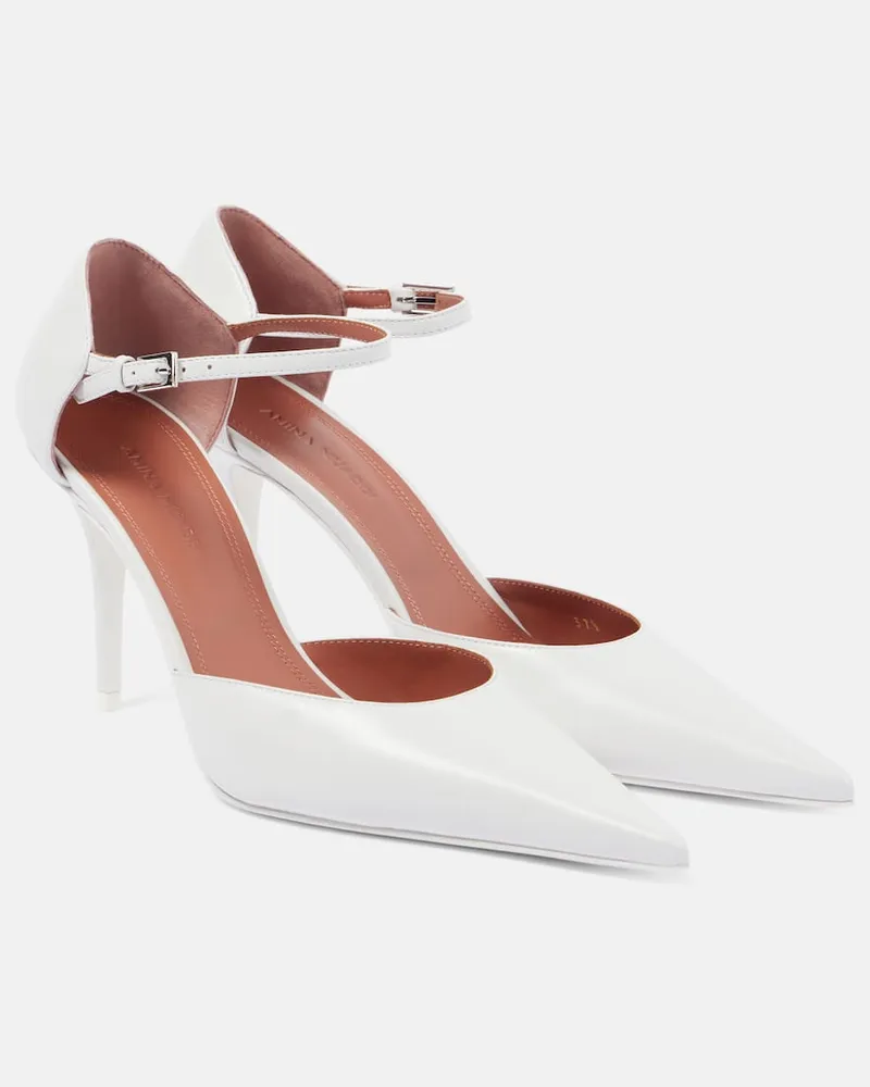 Amina Muaddi Pumps Barbara aus Leder Weiß