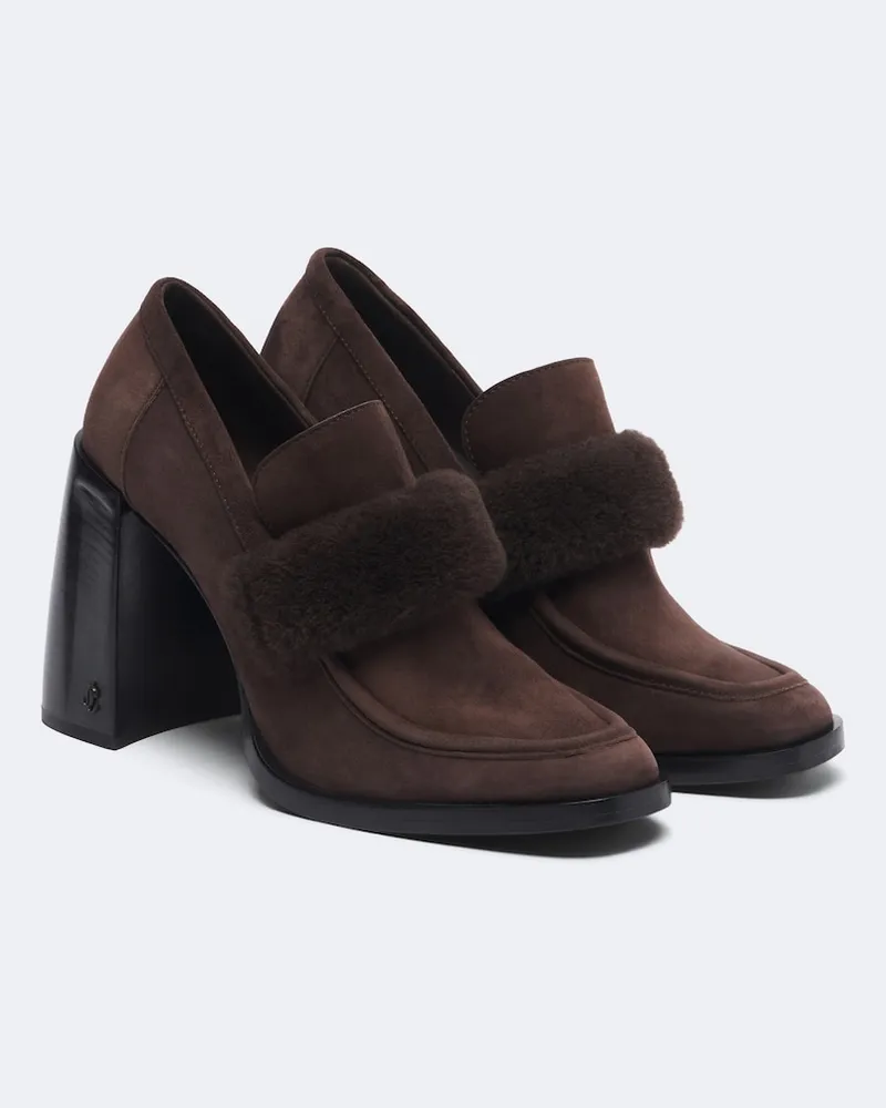 Jimmy Choo Loafer-Pumps Tylor aus Veloursleder mit Shearling Braun