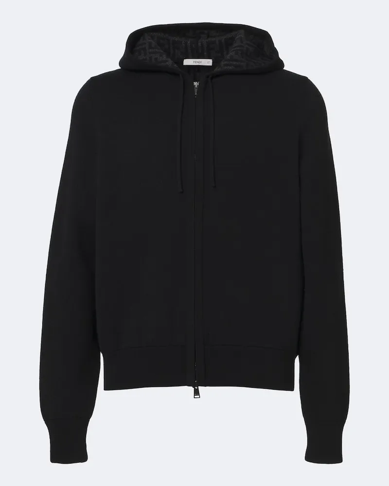 Fendi Kapuzenjacke aus einem Kaschmirgemisch Schwarz