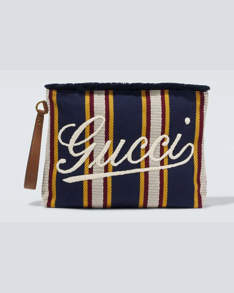 Gucci Besticktes Etui Large aus Canvas Multicolor
