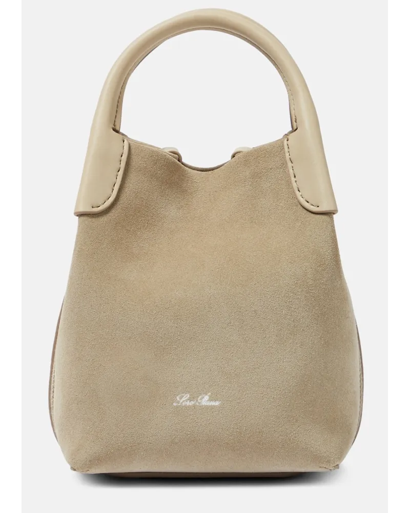 Loro Piana Tote Bale Micro aus Veloursleder Gruen