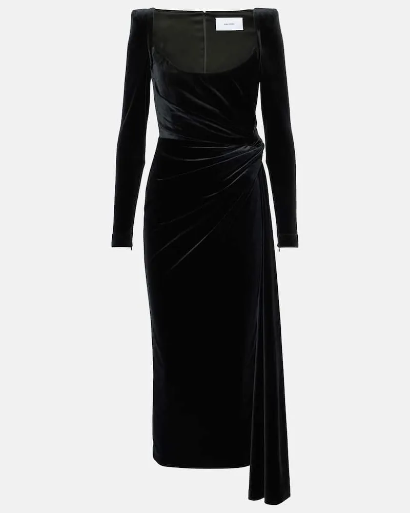 Alex Perry Midikleid aus Samt Schwarz