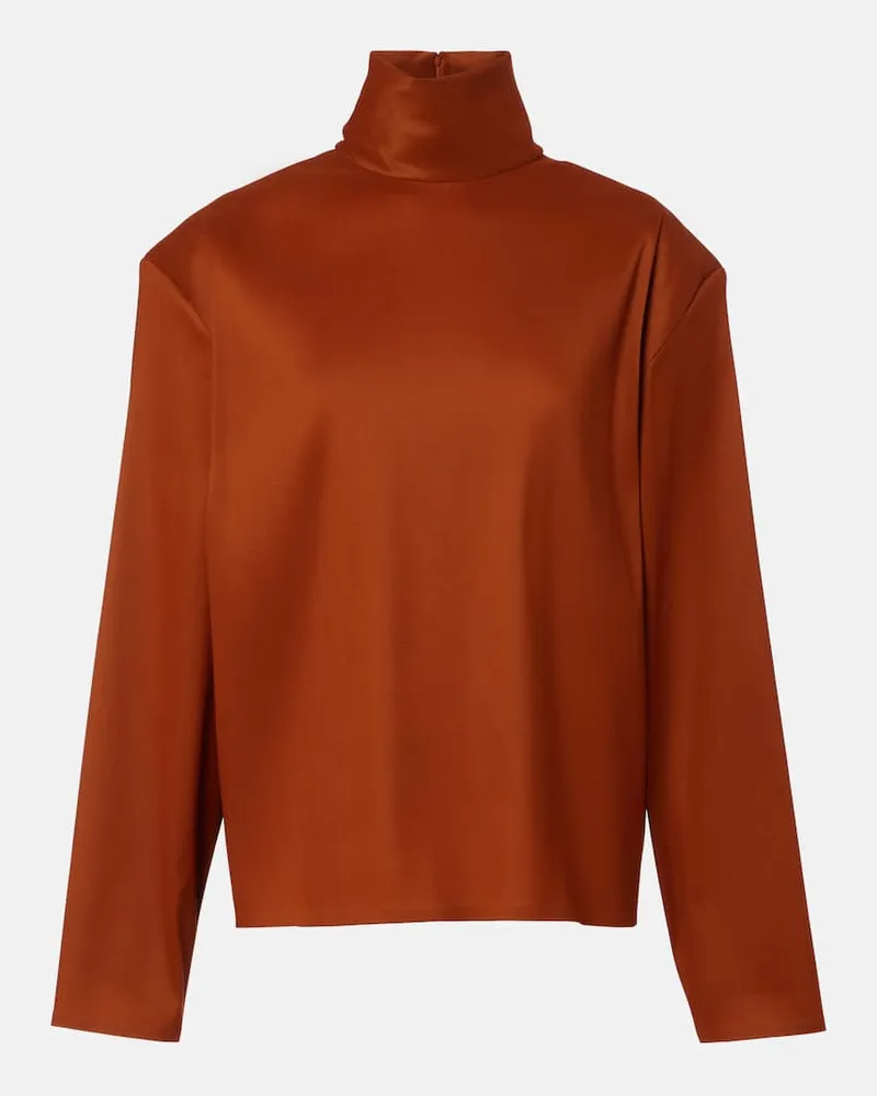 Saint Laurent Top aus einem Seidengemisch Orange