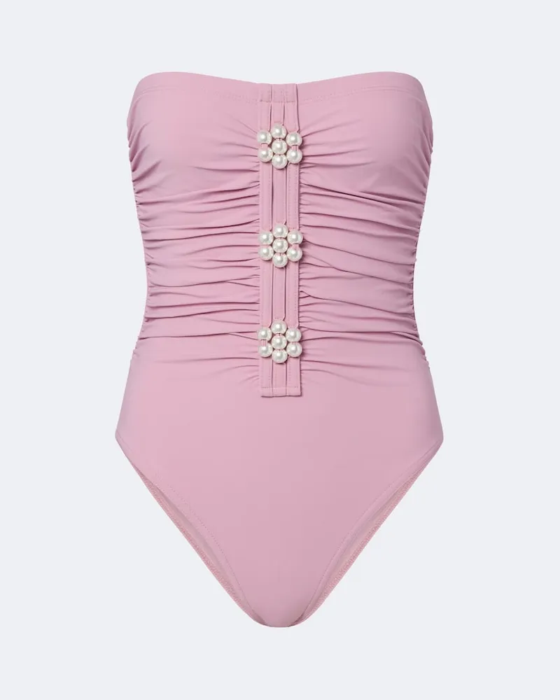 Karla Colletto Badeanzug Maya mit Zierperlen Rosa