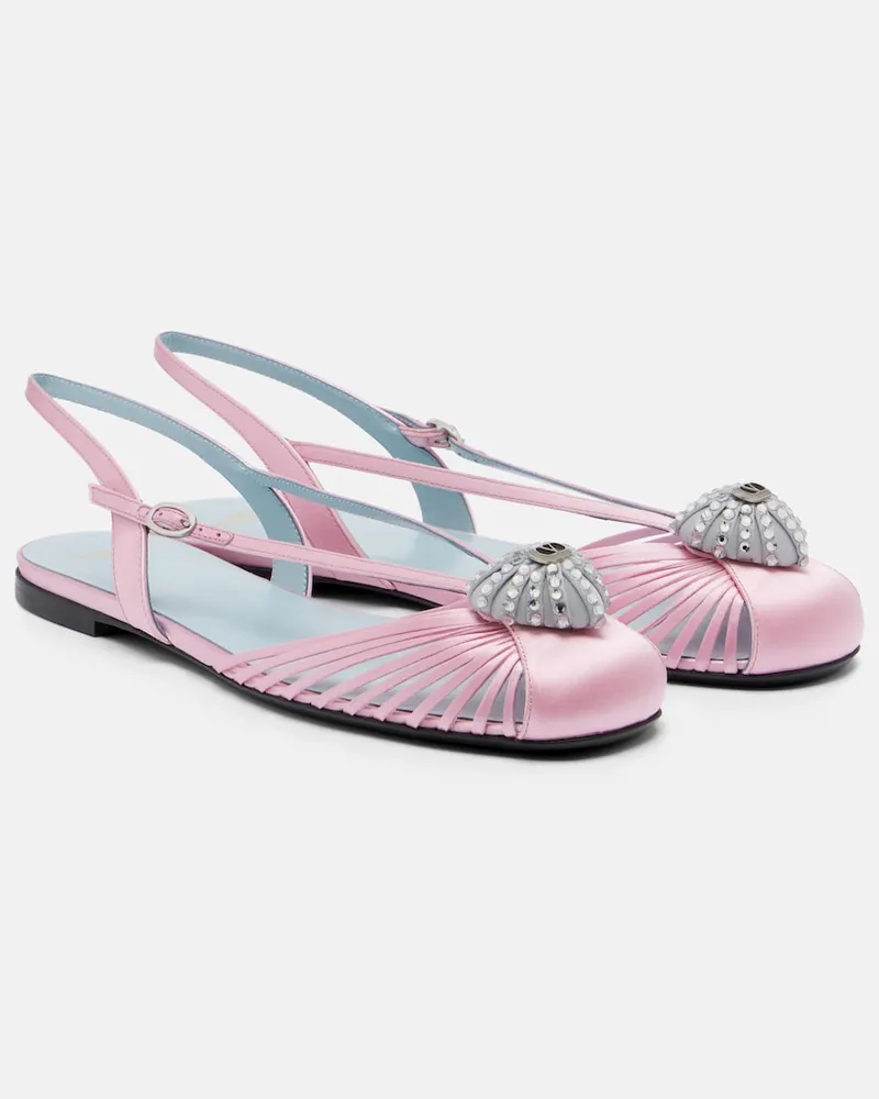 Valentino Garavani Slingback-Ballerinas Cœur Royal aus Satin Rosa