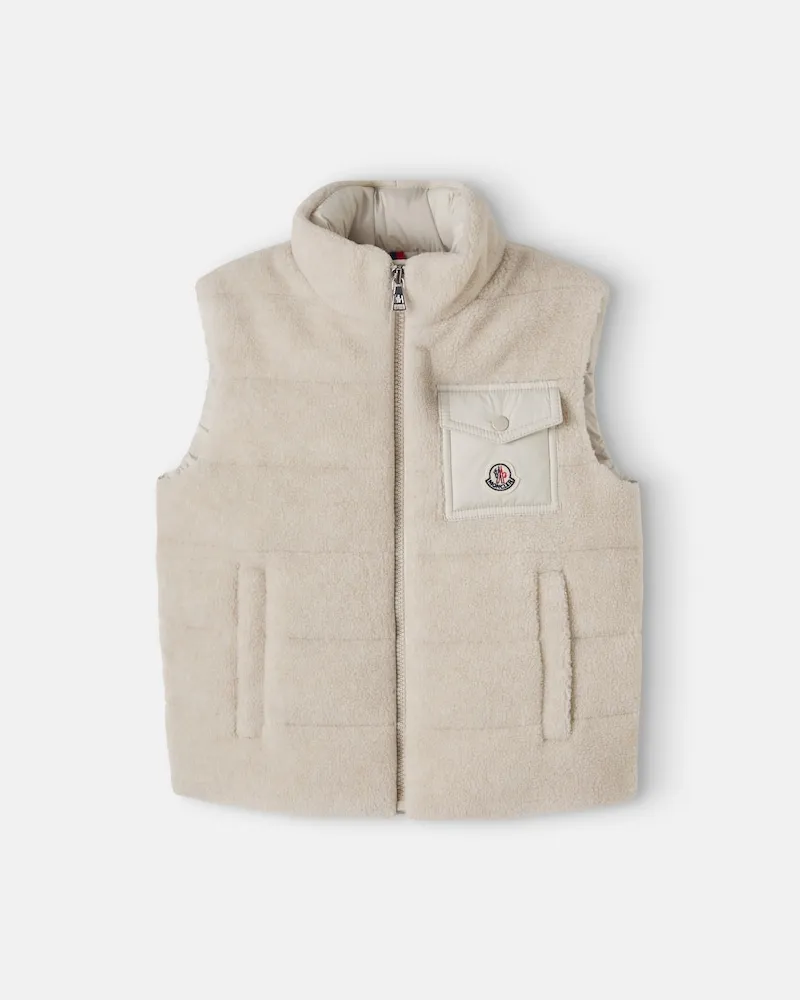Moncler Daunenweste Merek aus Teddyfleece Beige