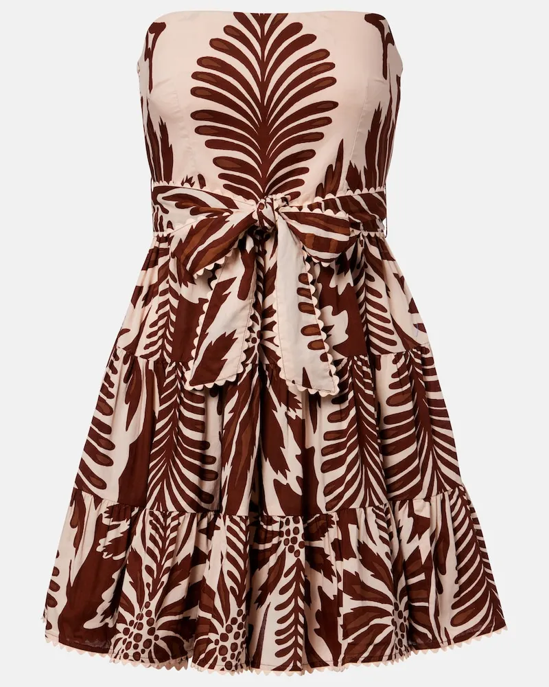 Poupette St Barth Bedrucktes Minikleid Christine aus Baumwolle Braun