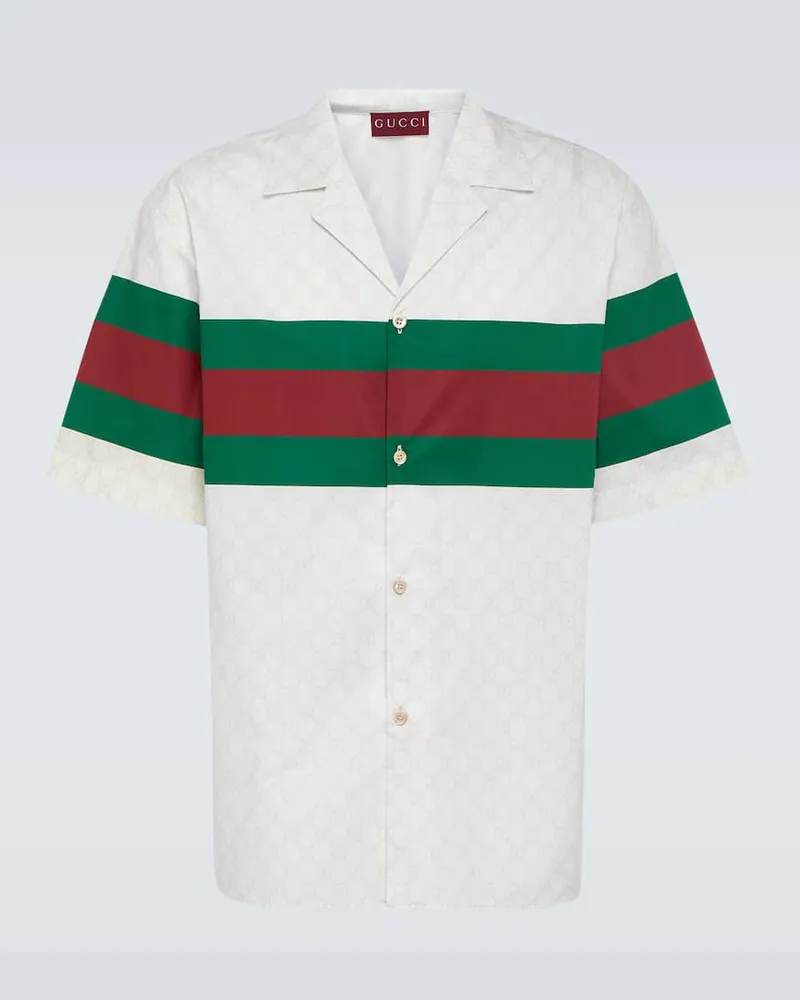 Gucci Hemd GG Web Stripe aus Baumwolle Weiß