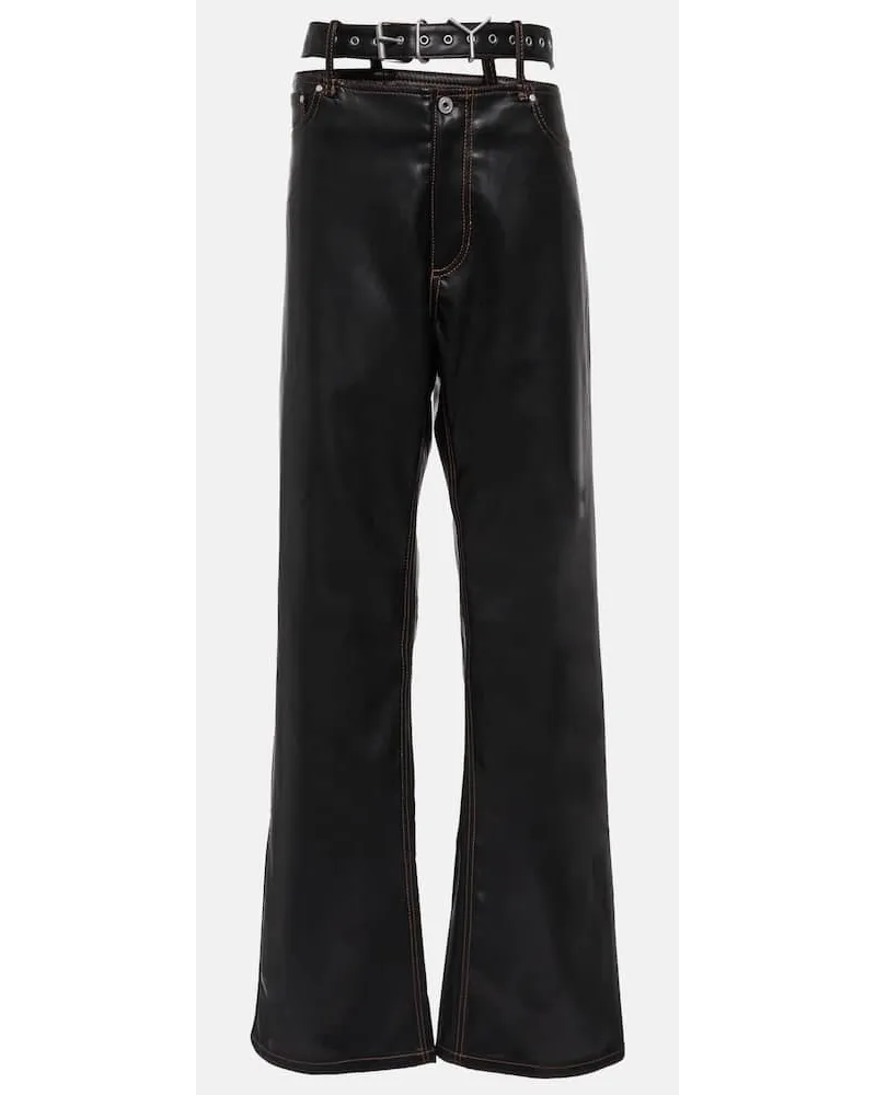 Y/PROJECT Weite Hose Y Belt aus Lederimitat Schwarz