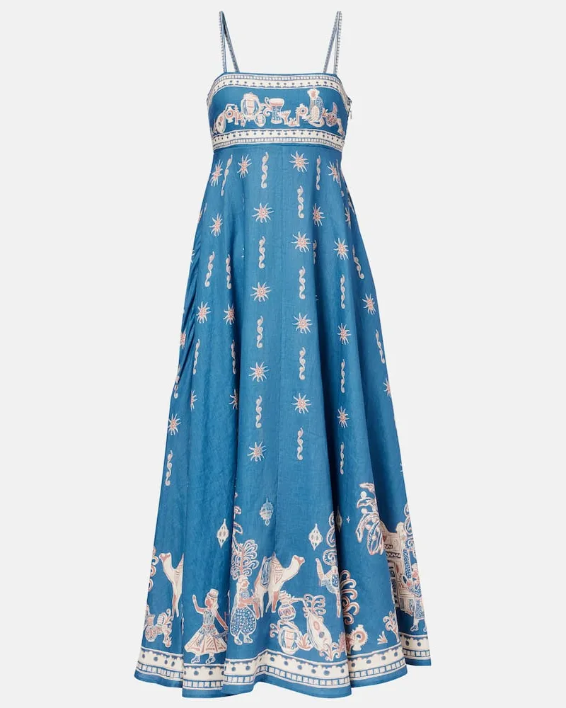 ALEMAIS Alémais Maxikleid Acacia aus Leinen Blau