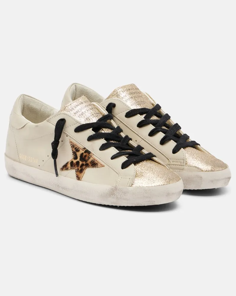 Golden Goose Sneakers Super Star aus Veloursleder mit Glitter Beige