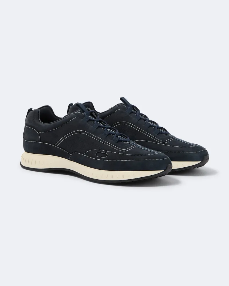 John Lobb Slip-on-Sneakers aus Veloursleder Blau