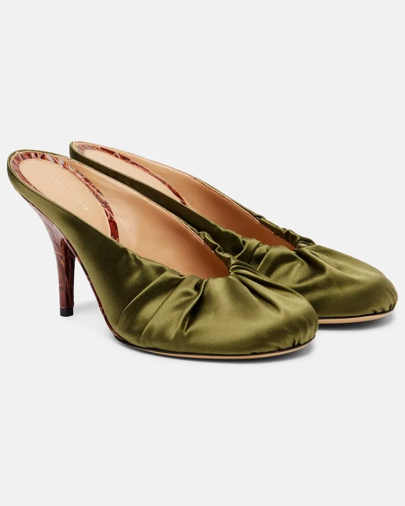 Dries van Noten Mules 90 aus Satin Grün