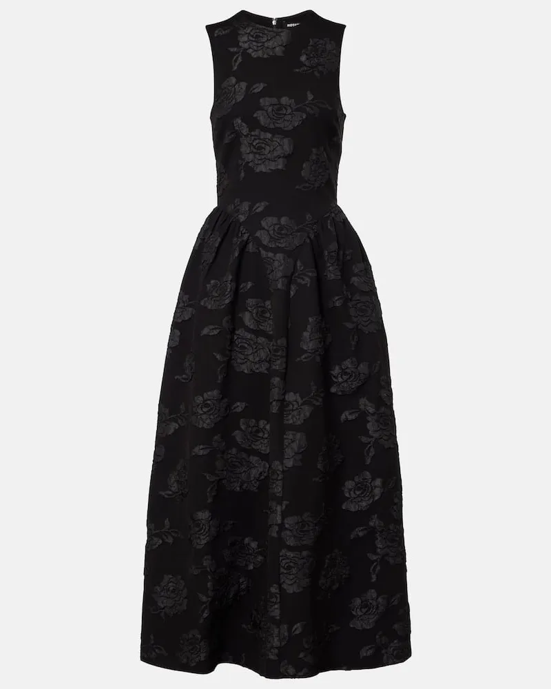ROTATE Birger Christensen Midikleid aus Jacquard Schwarz
