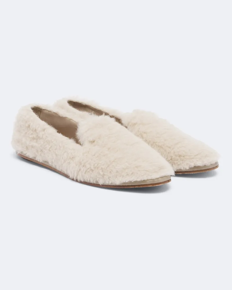 Max Mara Slip-Ons aus Shearling Beige