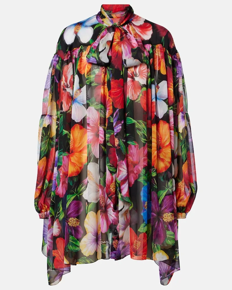 Dolce & Gabbana Bluse aus Seidenchiffon Multicolor